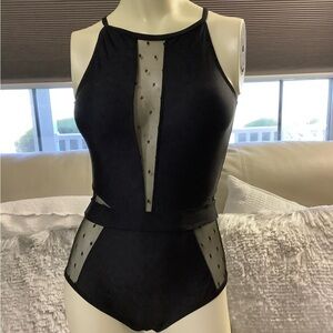 Black Mesh One-Piece Swimsuit